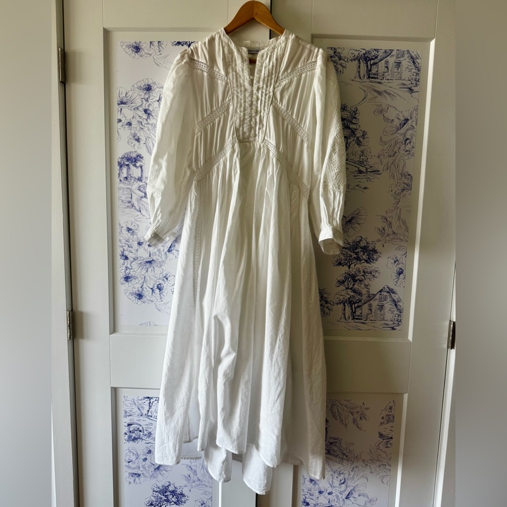 Maria Cher White 100% Cotton Long Sleeve Dress